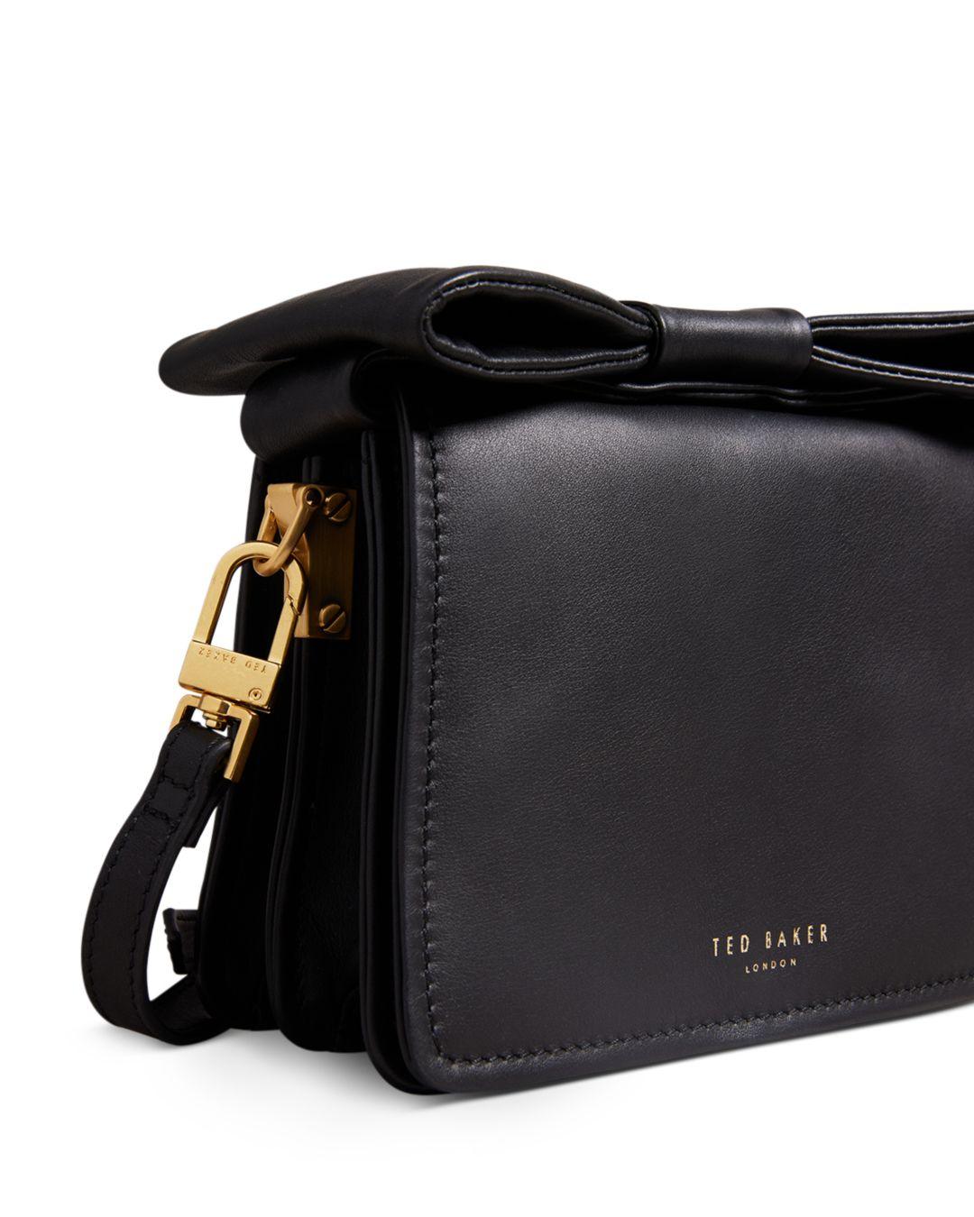 Ted Baker Niasina Bow Detail Mini Leather Crossbody Bag in Black | Lyst