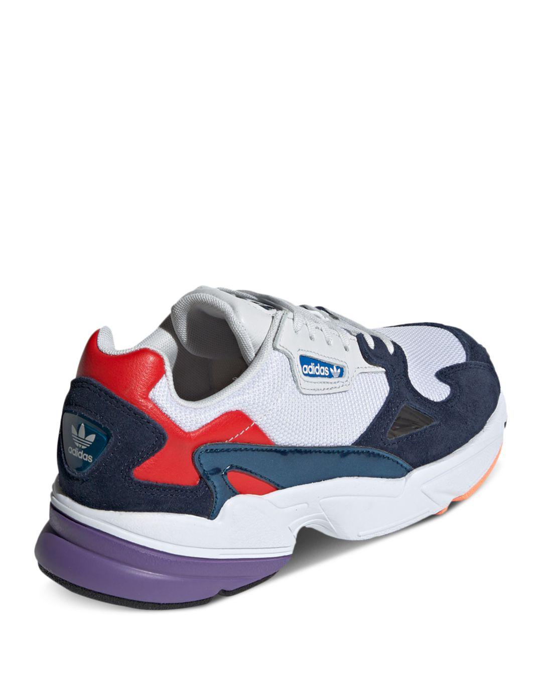 adidas originals white and navy falcon sneakers