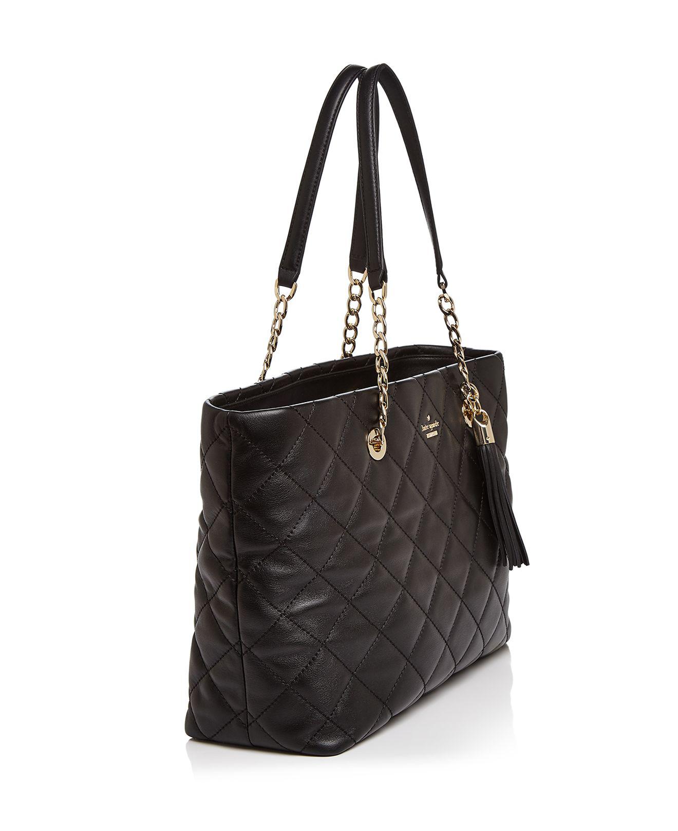 Kate Spade Emerson Place Priya Quilted Leather Tote in Black/Gold ...