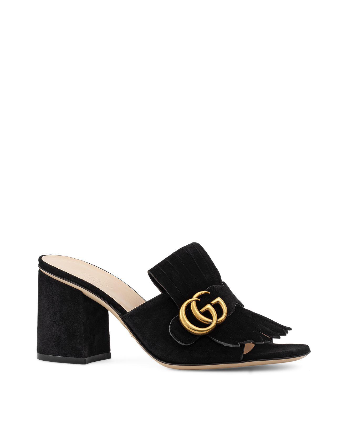 Gucci Leather GG Marmont Slide Heeled 