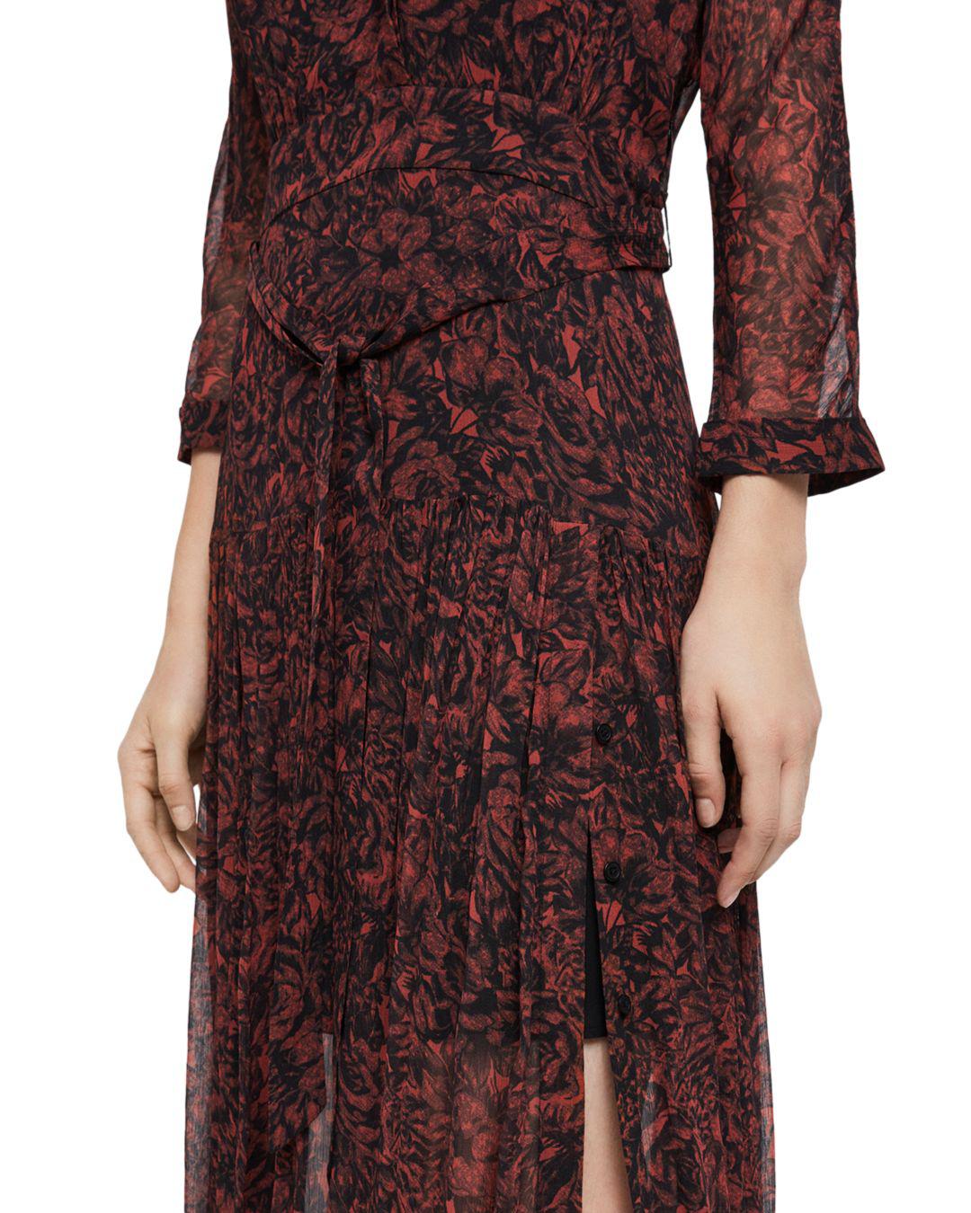 AllSaints Eley Rosey Dress in Berry Red 