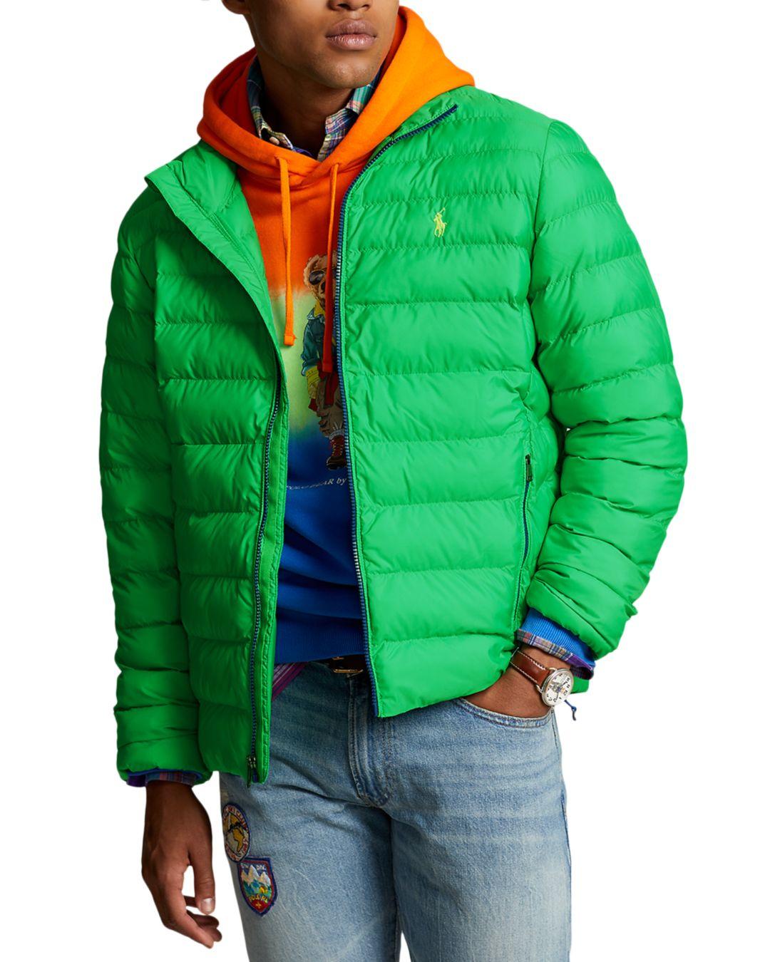 Polo Ralph Lauren Neon Packable Water Repellent Jacket in Green for