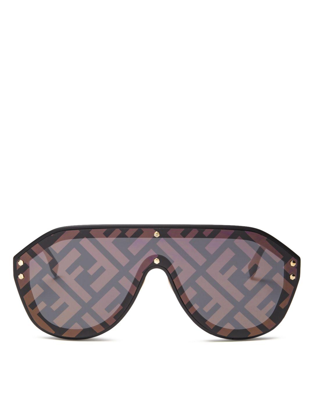 Fendi Unisex Logo - Print Shield Sunglasses - Lyst