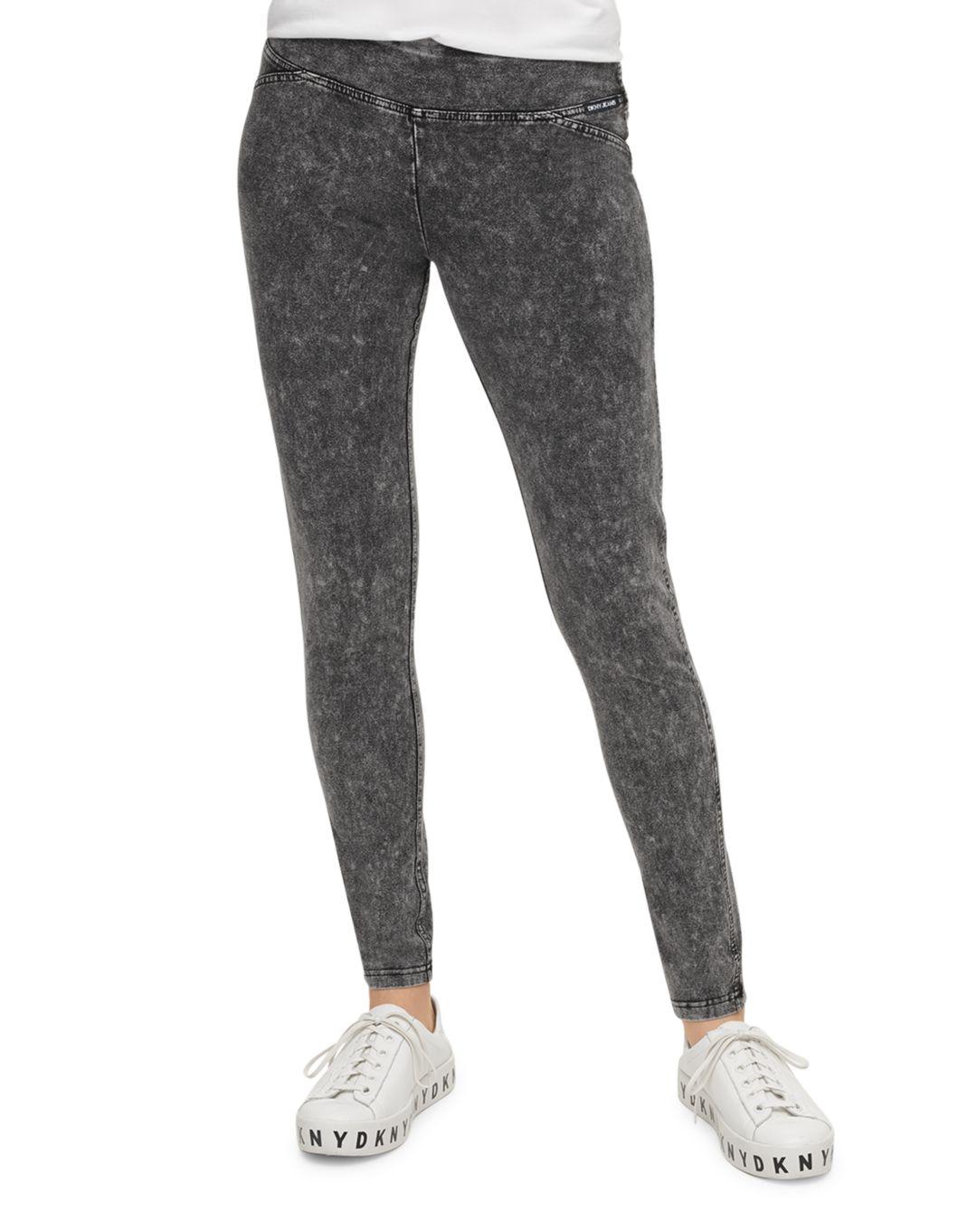 DKNY Cotton Acid Wash Leggings in Black 