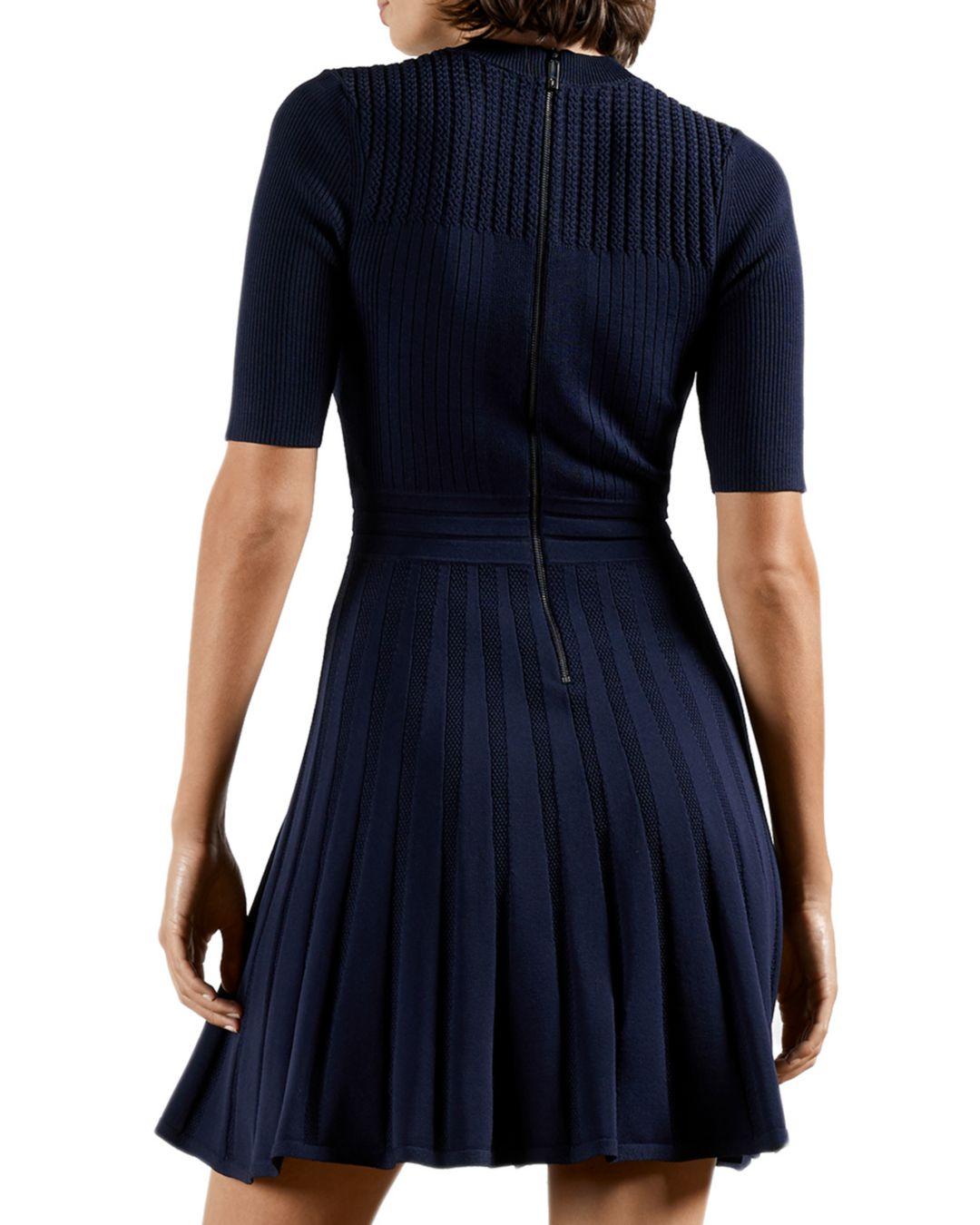 Ted Baker Synthetic Olivinn Stitch Detail Dress in Navy (Blue) - Lyst