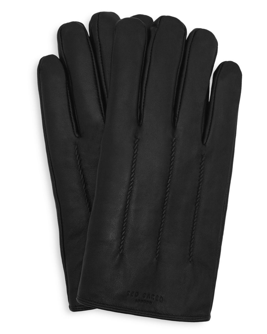 Ted Baker Leather Wool-lined Gloves in Black for Men - Lyst