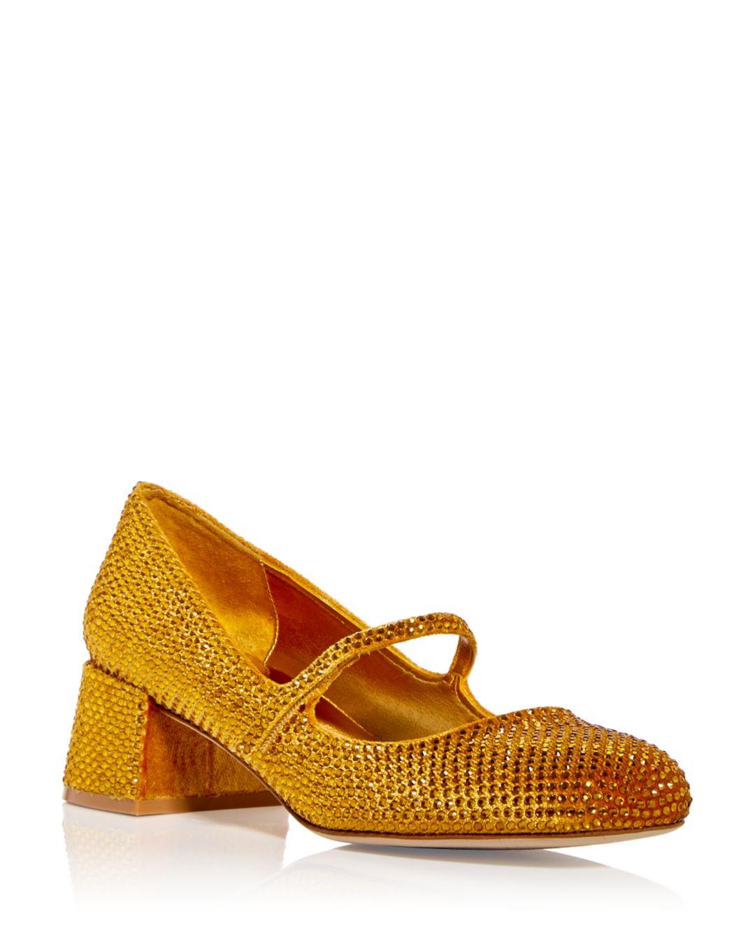 Jeffrey Campbell Regal Embellished Block Heel Mary Jane Pumps in Orange