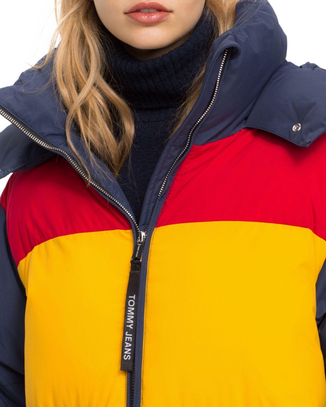 tommy hilfiger women's color block puffer jacket