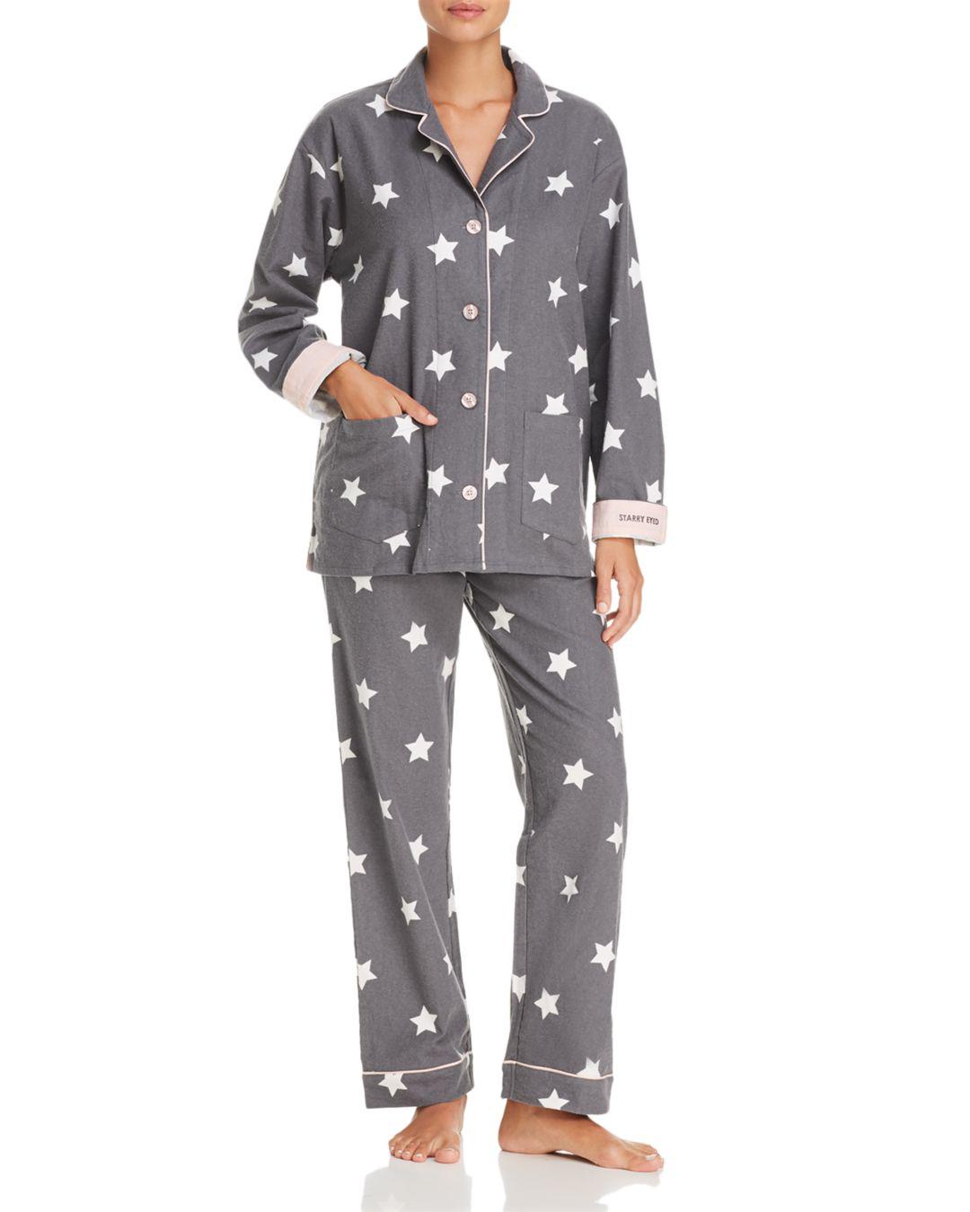 Pj Salvage Starryeyed Flannel Cotton Pajama Set in Gray Lyst