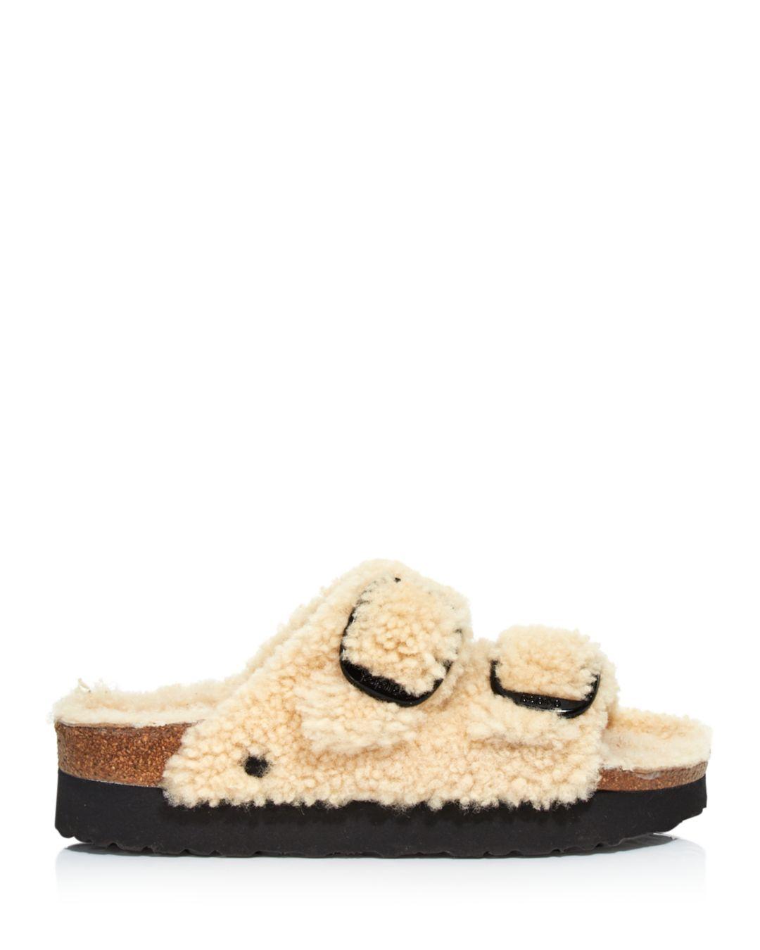 Birkenstock Papillio Arizona Shearling Slide Sandals in Natural | Lyst