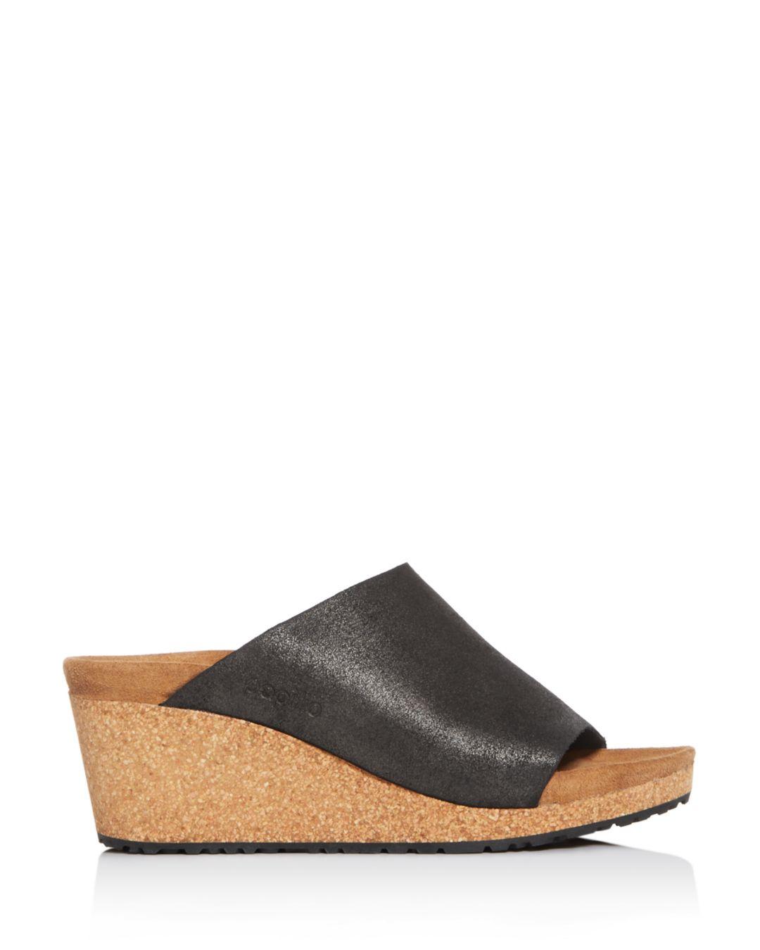 Birkenstock Suede Women's Papillio By Namica Wedge Slide Sandals in Black - Lyst