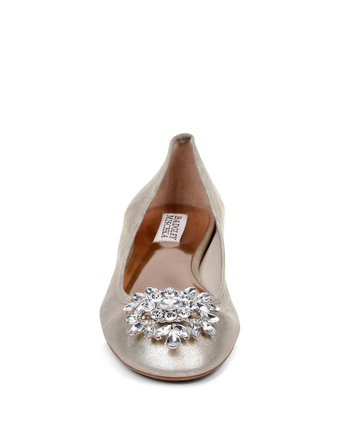 badgley mischka white flats