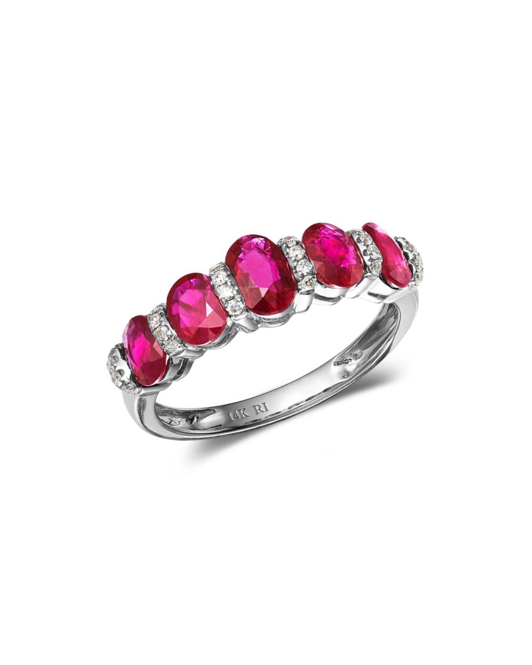 Bloomingdale's Ruby & Diamond Band Ring In 14k White Gold in Red/White
