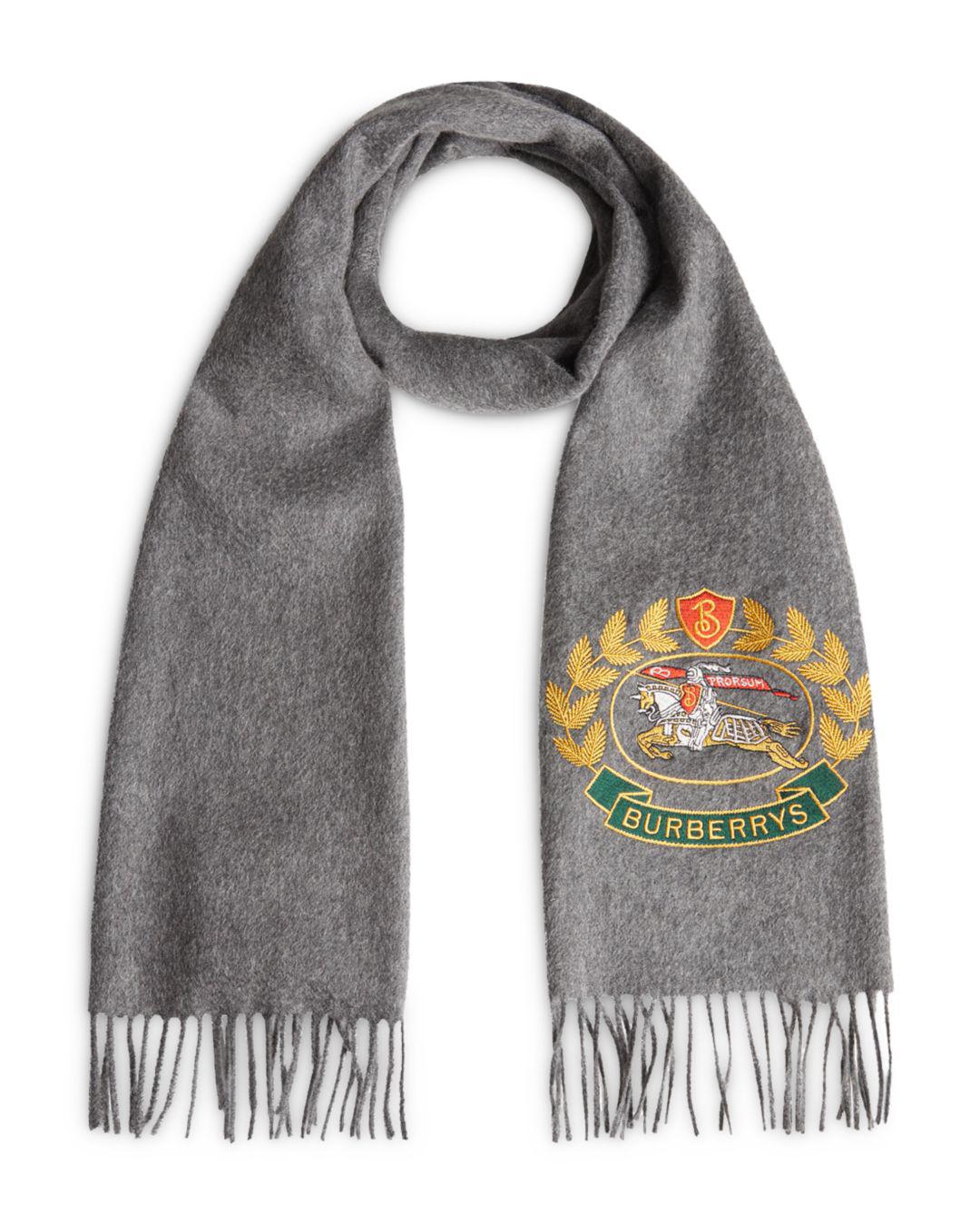Crest Cashmere Scarf in Mid Grey 