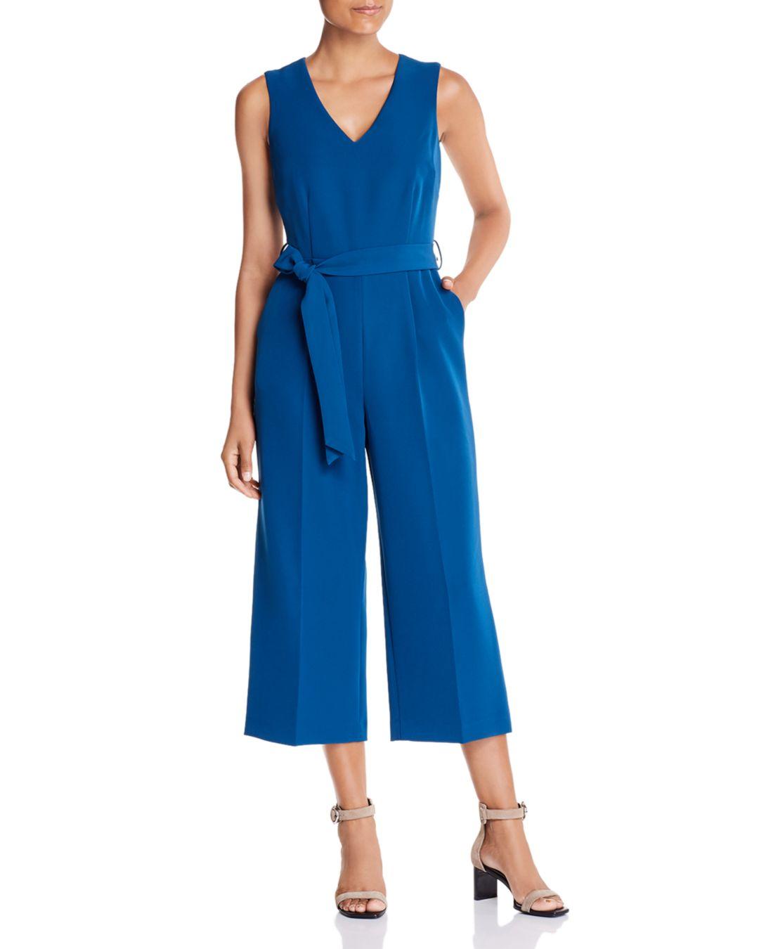 Vince Camuto Synthetic Cropped Wide - Leg Jumpsuit in Blue - Lyst