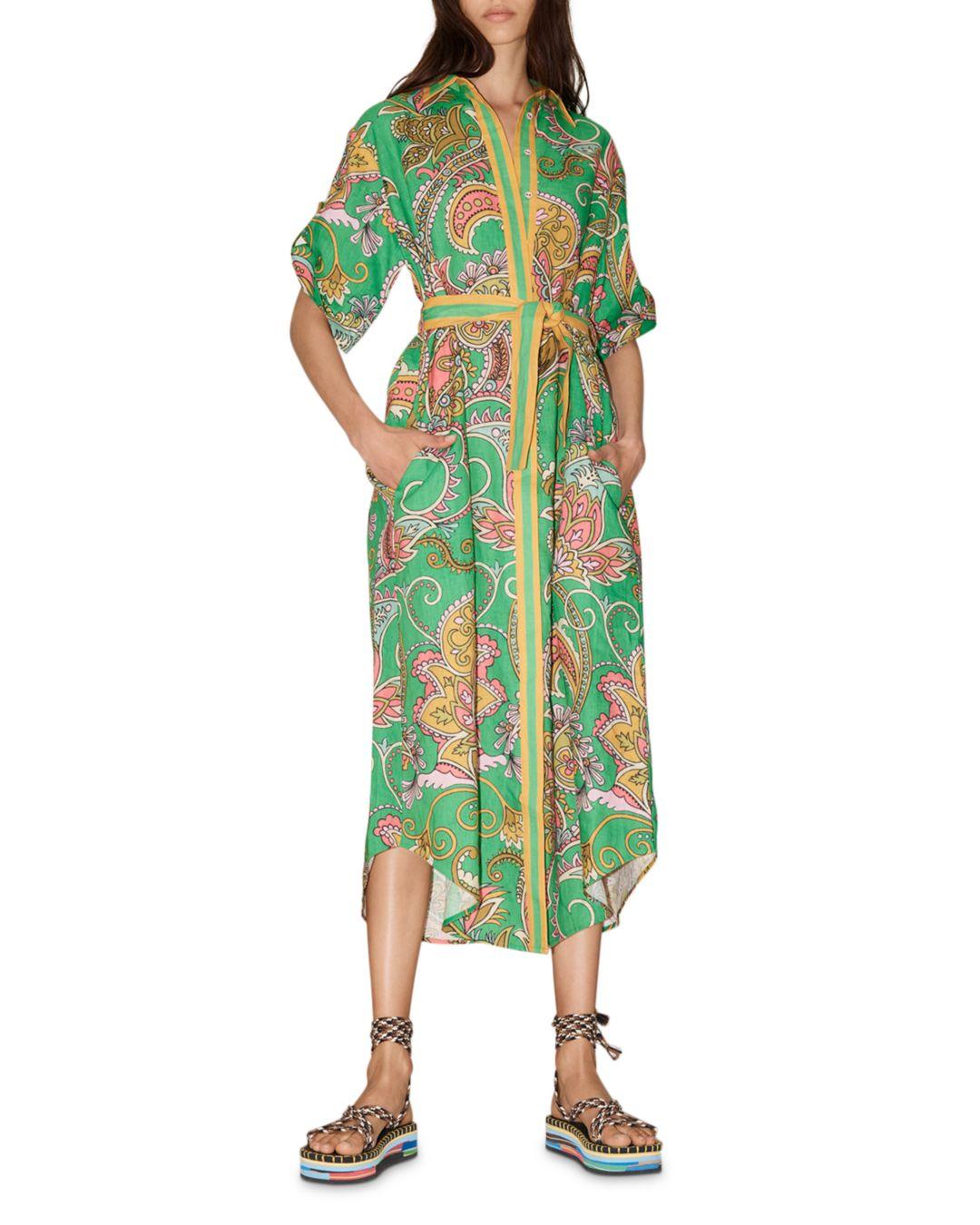 ALÉMAIS Marion Printed Linen Shirt Dress in Green | Lyst