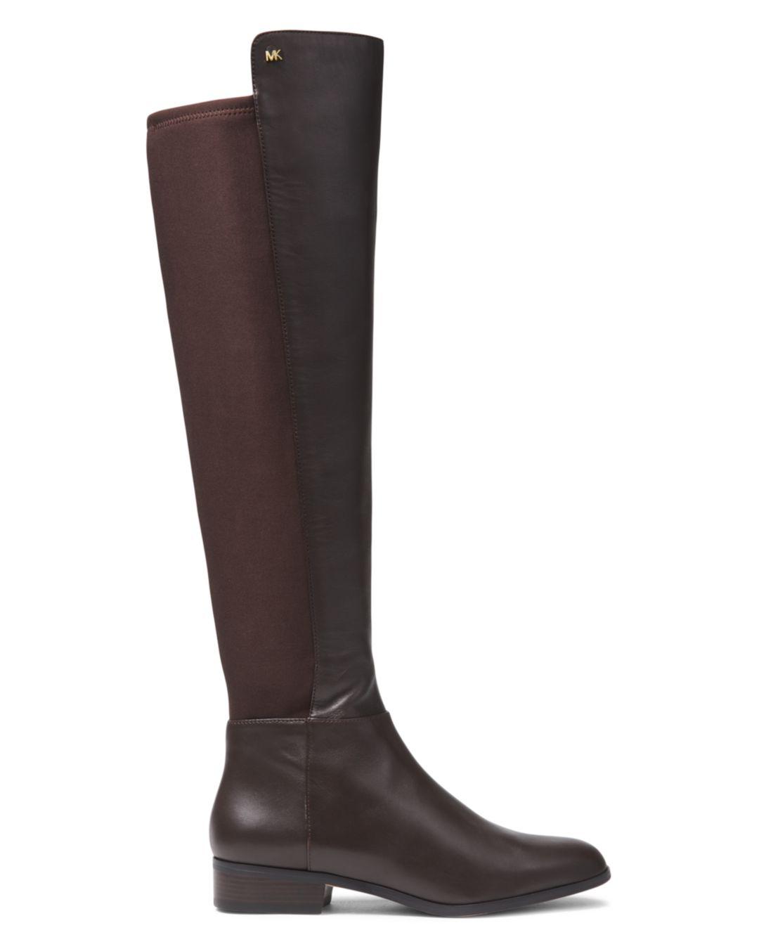 MICHAEL Michael Kors Women's Bromley Leather & Stretch Tall Boots in Coffee  (Brown) | Lyst