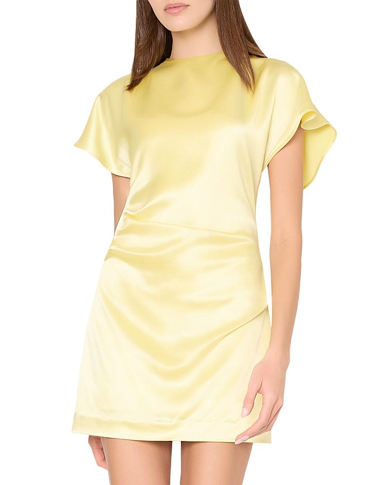 hammered satin knee length dress Wrap-effect hammered-satin dress - sage green