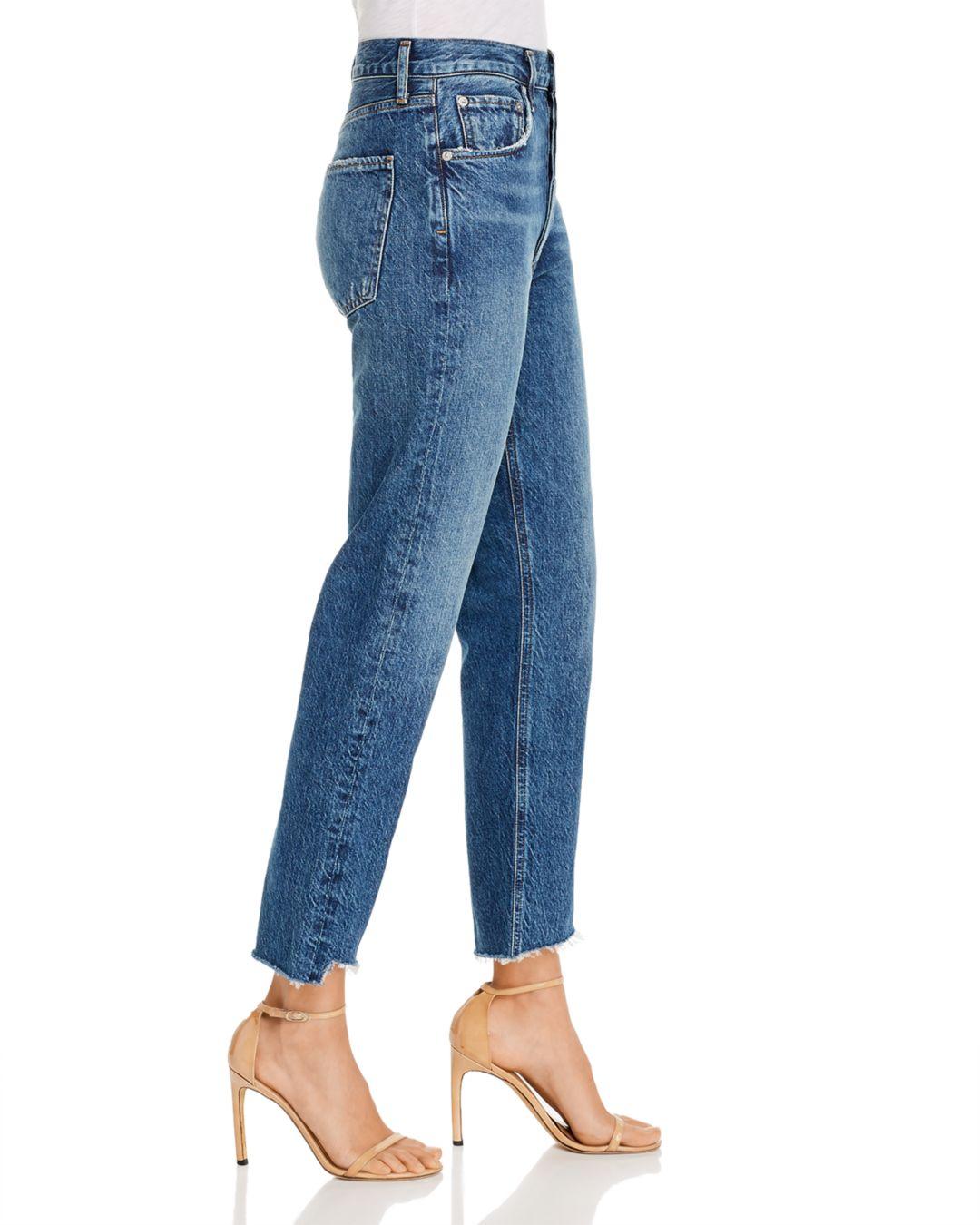 Agolde Denim Riley Frayed Hem Cropped Straight Leg Jeans In Disguise in Blue Lyst