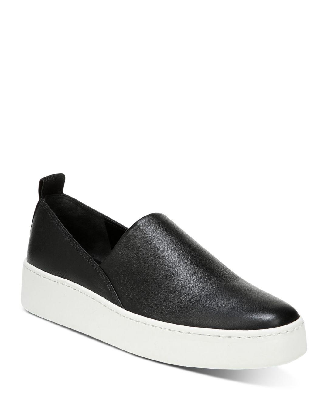 Vince Leather Women's Saxon 2 Slip On Platform Sneakers in Cobblestone ...