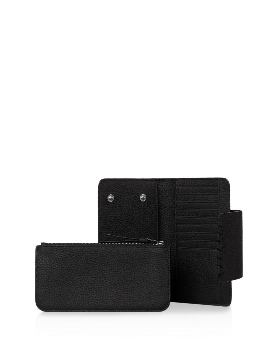 AllSaints Kita Japanese Leather Wallet in Black/Silver (Black) - Lyst
