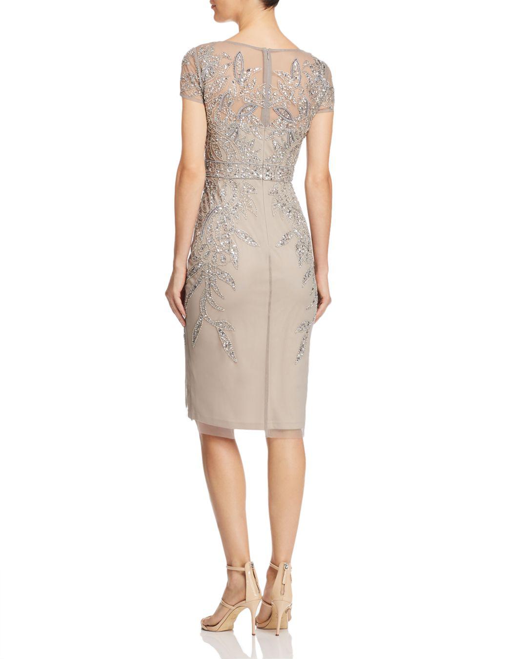 adrianna papell leafy embellished cocktail dress