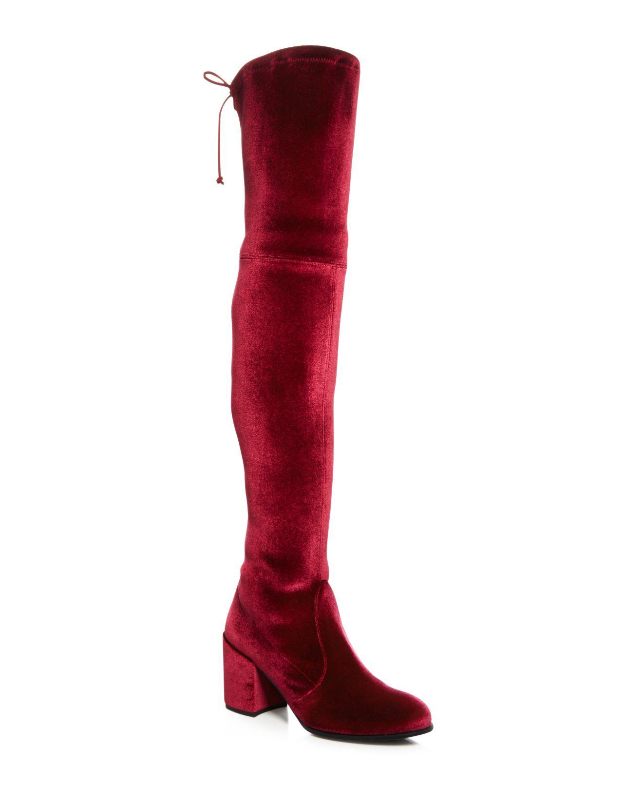 stuart weitzman red velvet boots