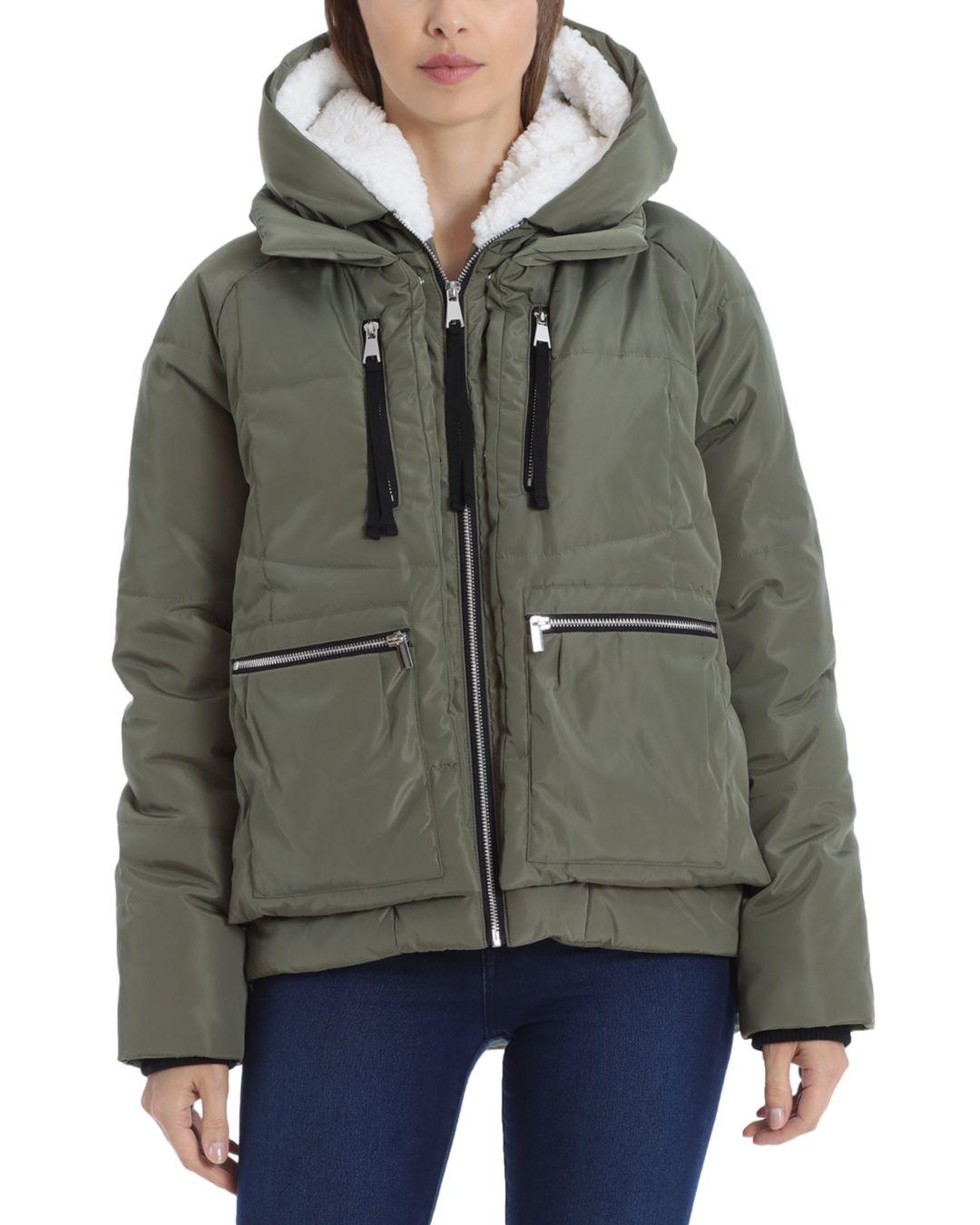 hooded mini puffer coat