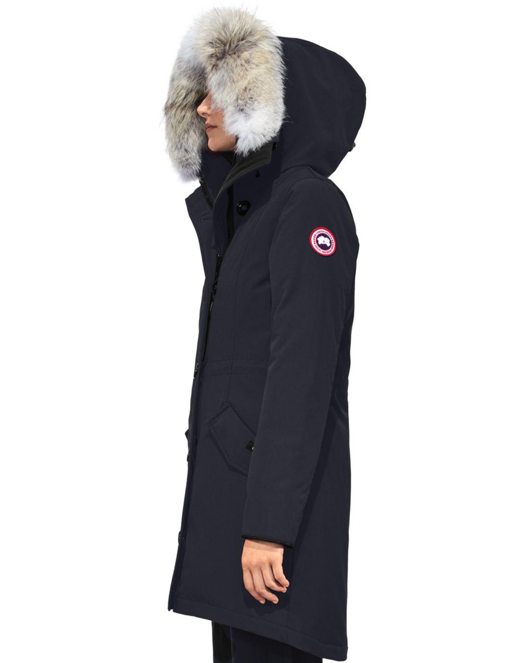 Canada Goose Rossclair Fur Trim Down Parka in Navy (Blue) Lyst