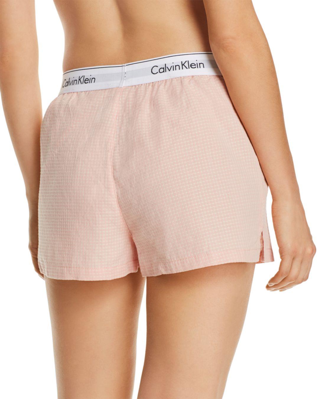 Calvin Klein Cotton Sleep Shorts in Pink | Lyst