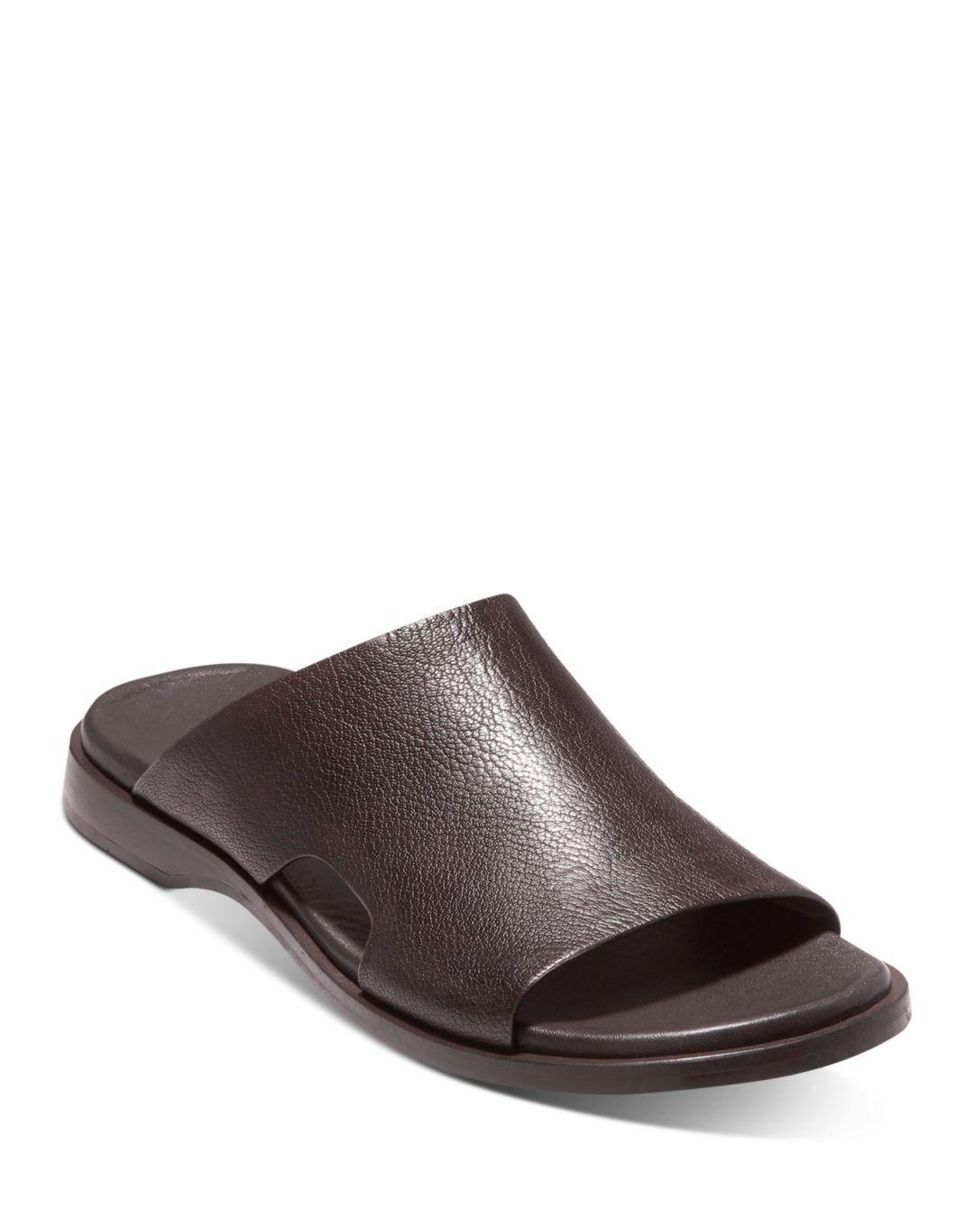 Cole Haan Leather Goldwyn 2.0 Slide Sandals in Dark Brown (Brown 