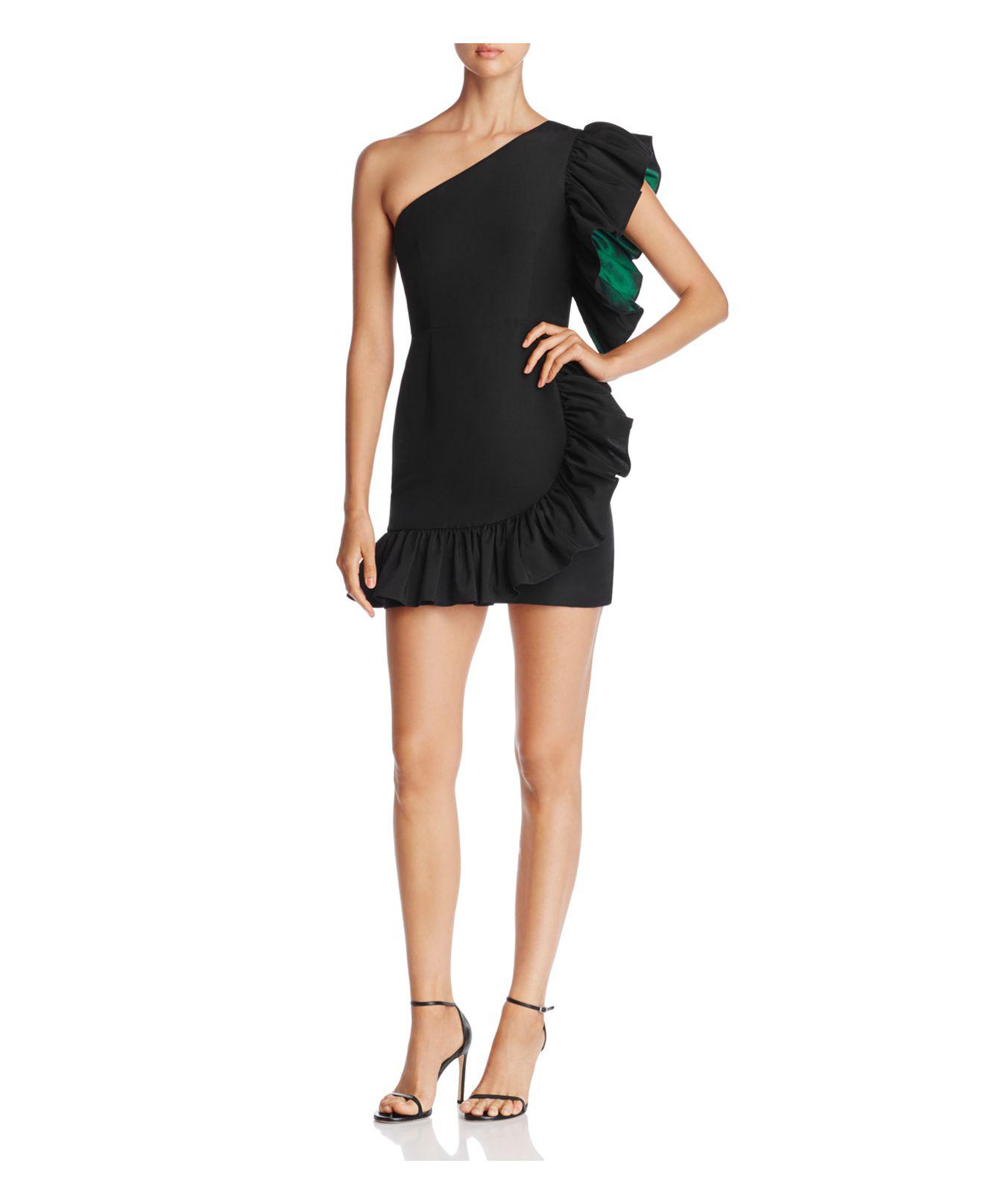 one shoulder ruffle mini dress