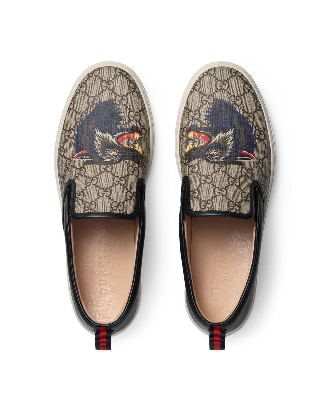 Gucci Men's Wolf Head Slip-on Sneakers for Men - Lyst