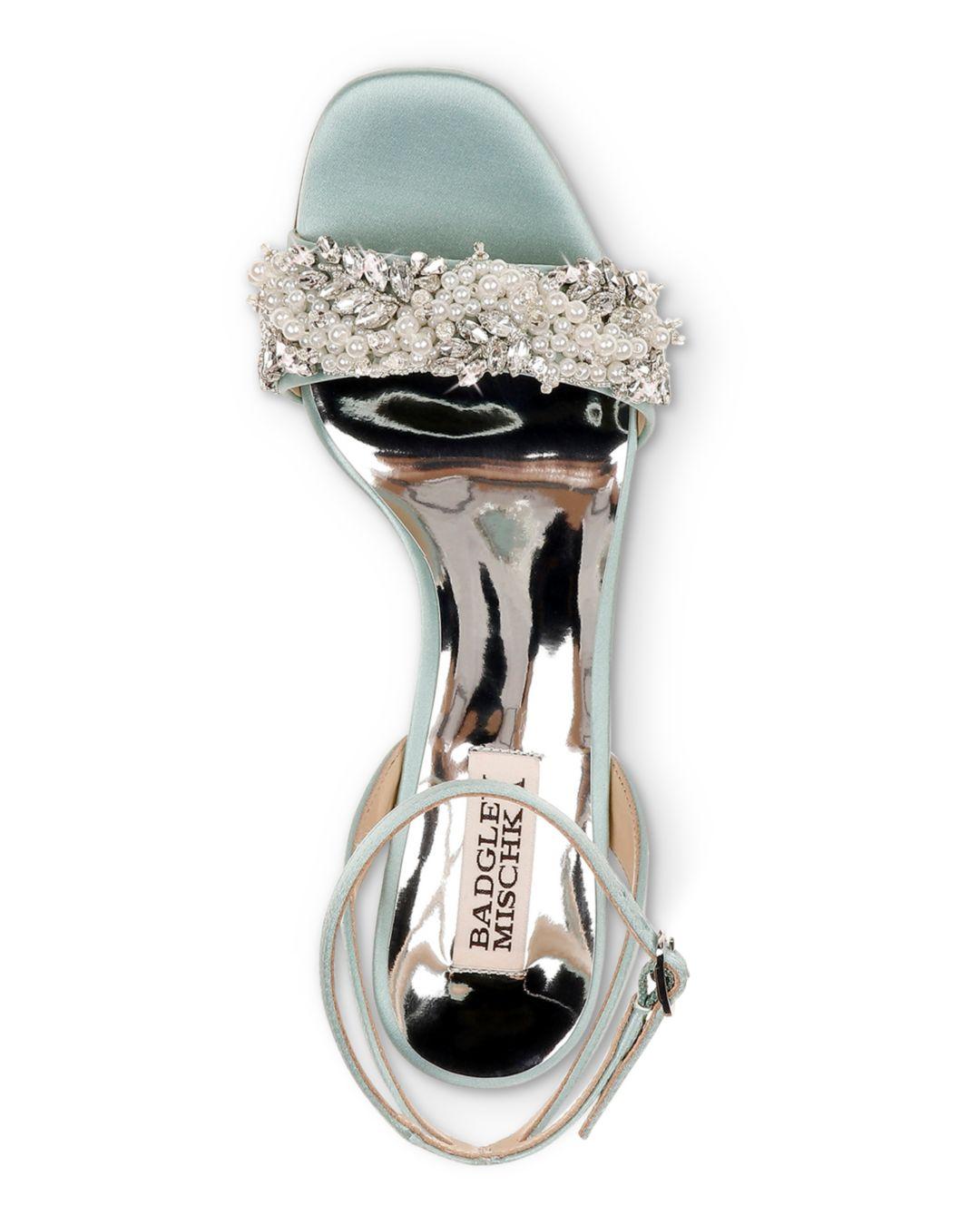 badgley mischka women's clara embellished block heel sandals