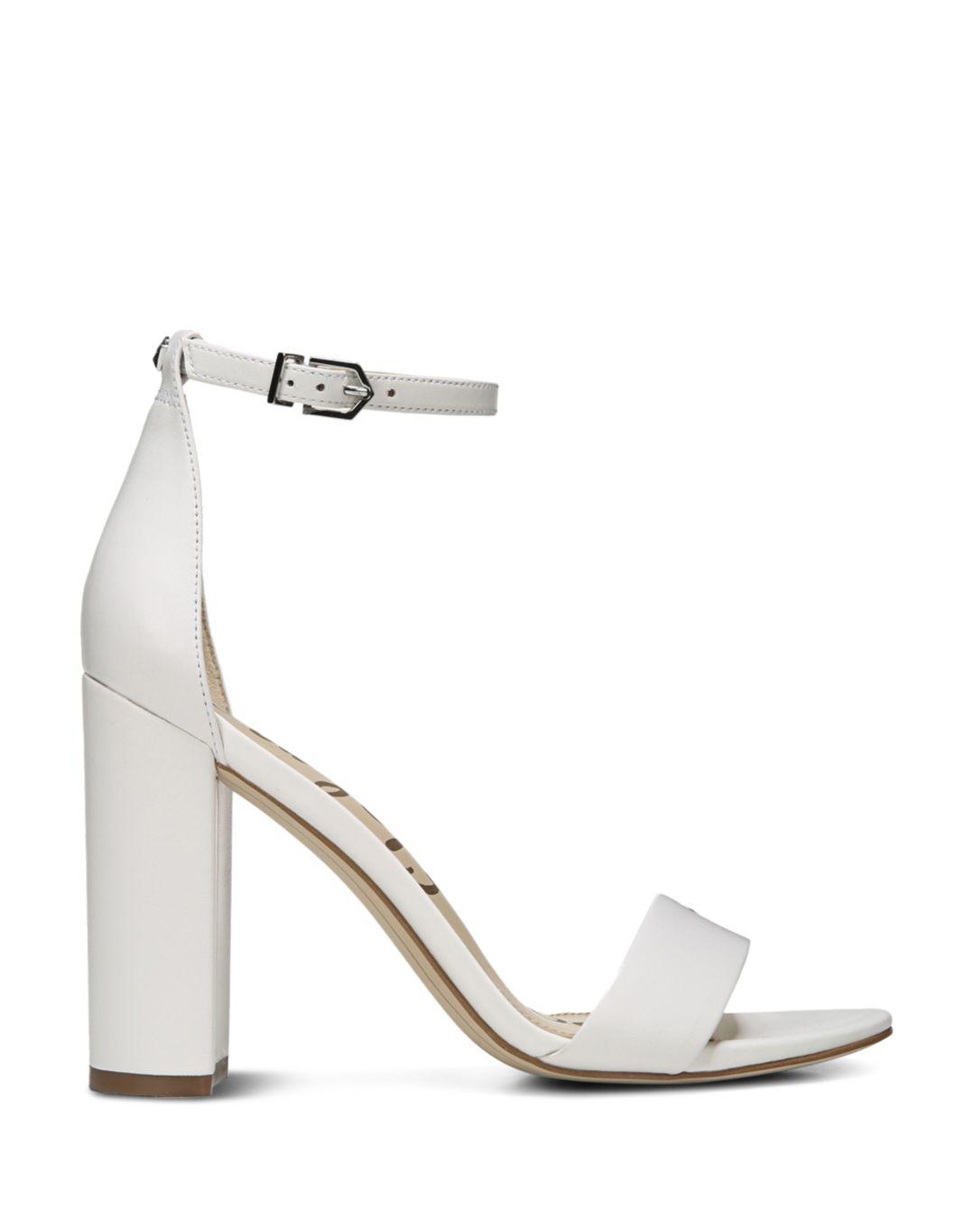 Sam Edelman Yaro Ankle Strap Block Heel Sandals in Bright White Leather ( White) - Lyst