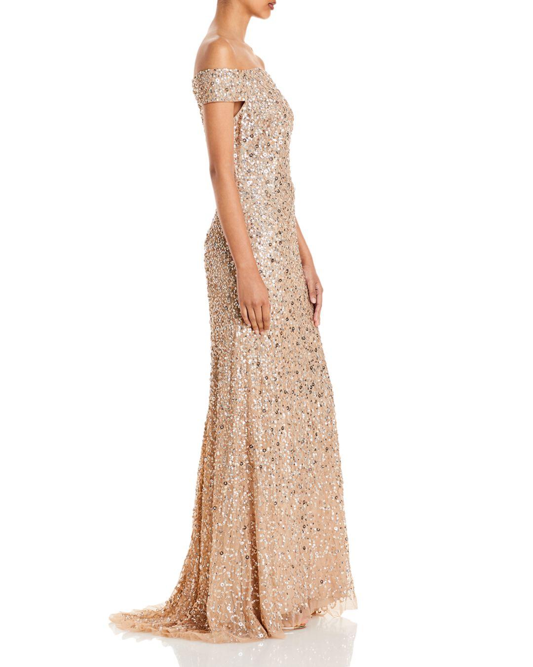 Adrianna Papell Women's Off-Shoulder Sequin Dress - Sparkling Cocktail Dress For Special Occasions