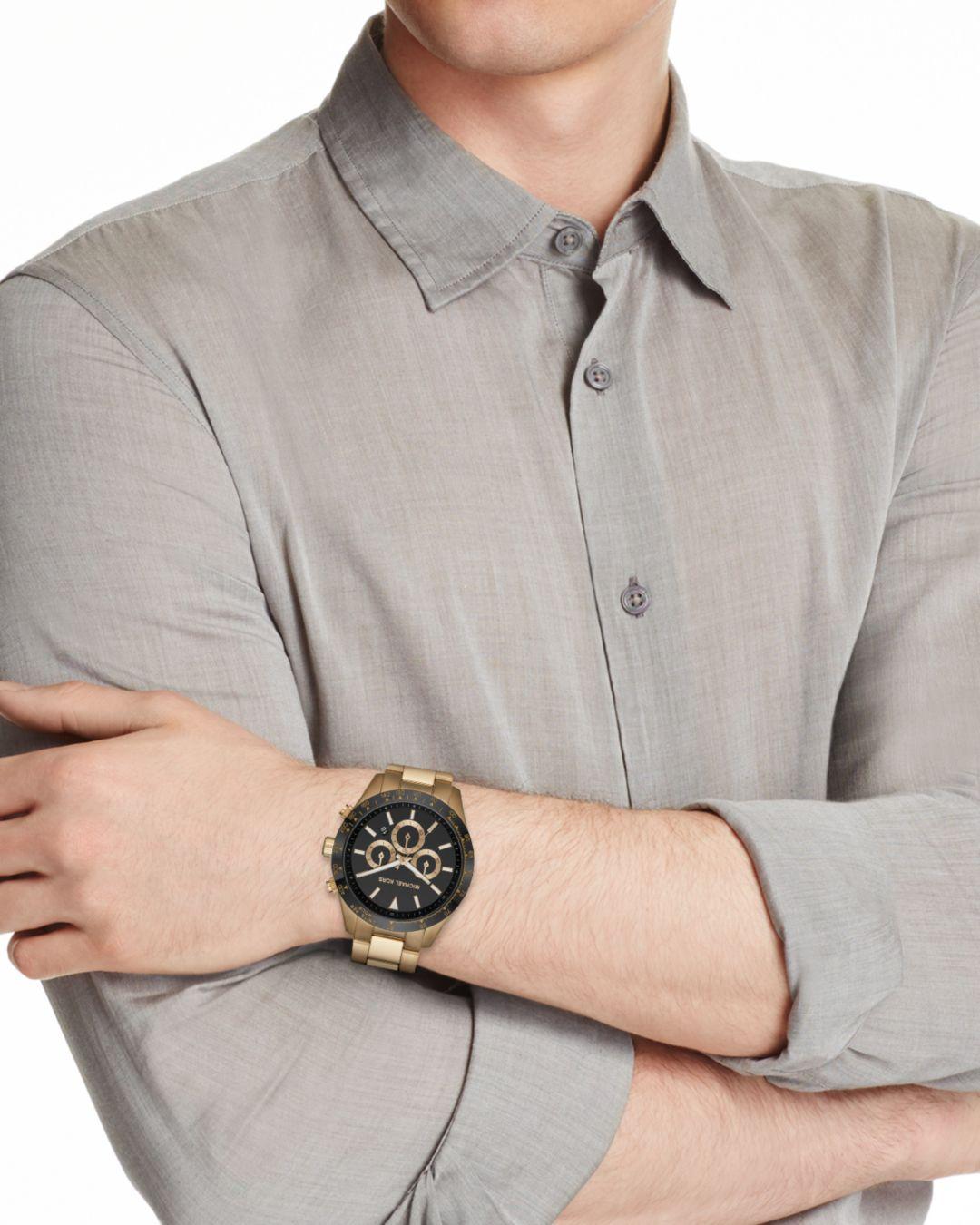 Michael Kors Oversized Layton Antique Gold-tone Watch in Black/Gold  (Metallic) for Men - Lyst
