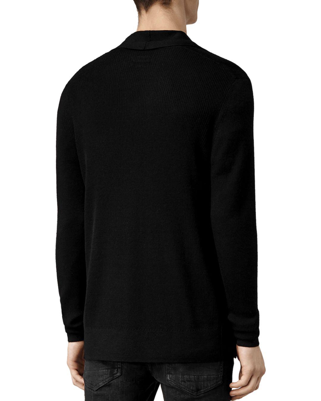 AllSaints Mode Merino Wool Open Cardigan Sweater in Black for Men - Lyst