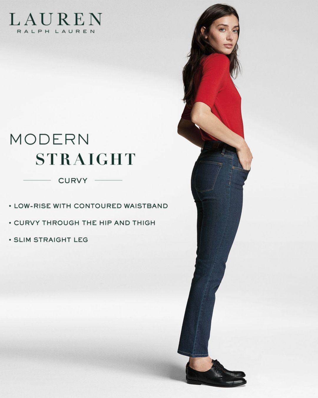 Ralph Lauren Denim Lauren Modern Curvy Straight - Leg Jeans In Black | Lyst