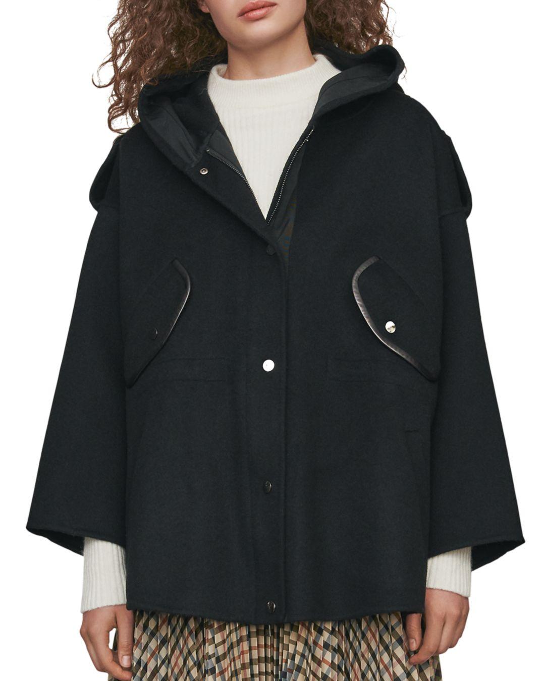 Maje black jacquard longline jacket Clearance