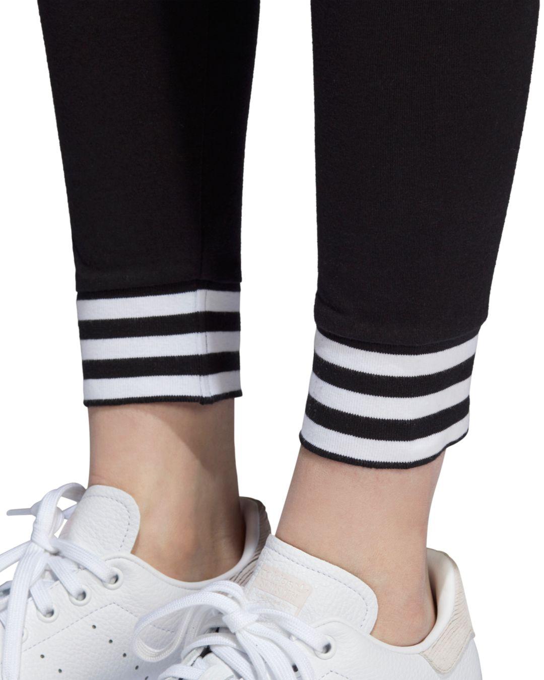 adidas Originals Striped-cuff Leggings in Black | Lyst