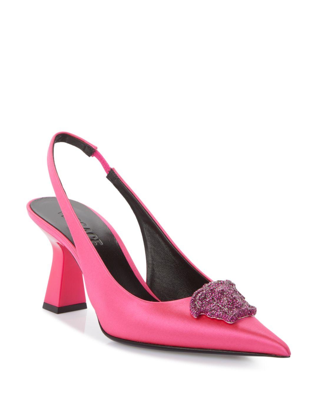 Versace Crystal La Medusa Slingback Pumps in Pink | Lyst