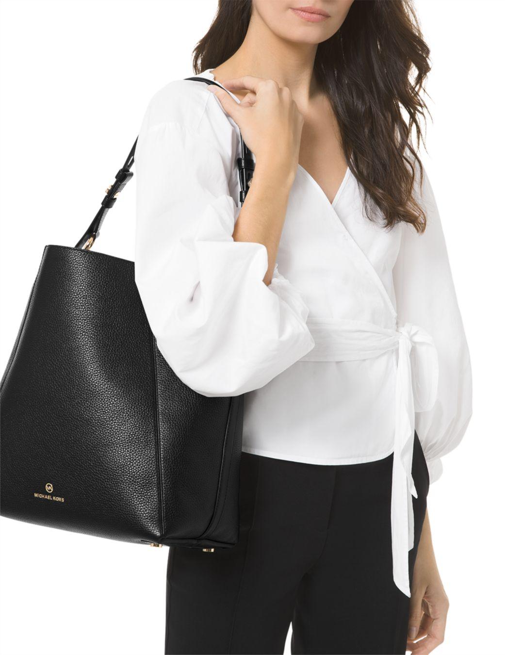 MICHAEL Michael Kors Lucy Large Leather Hobo Shoulder Bag in Black Lyst