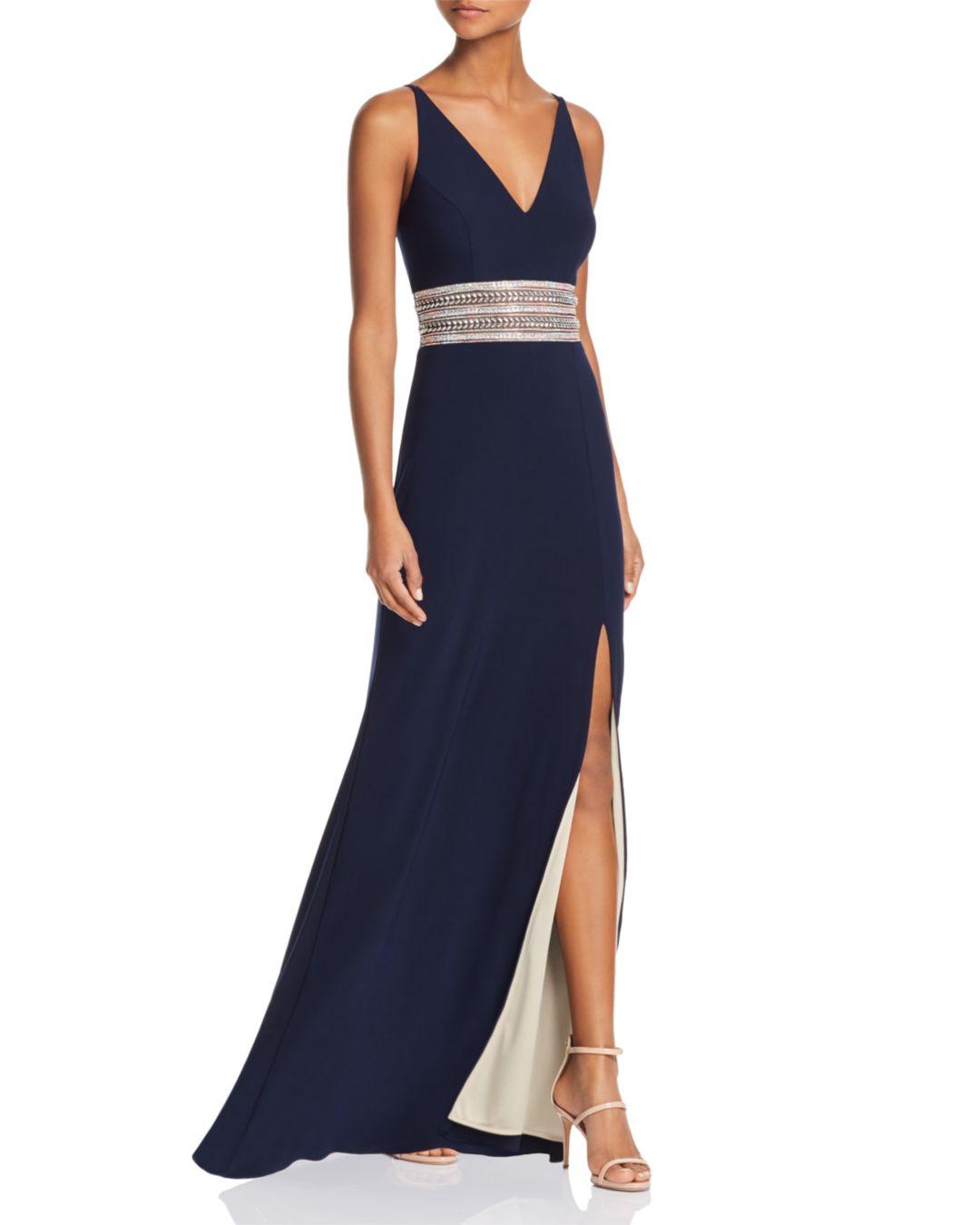 betsy and adam embellished embroidered gown