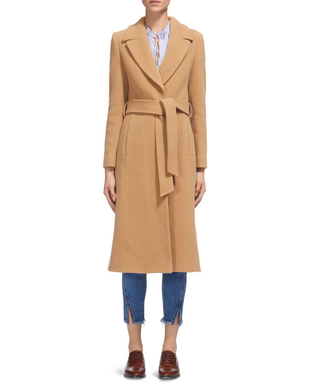 Whistles Alexandra Belted Camel Coat in Natural - Lyst