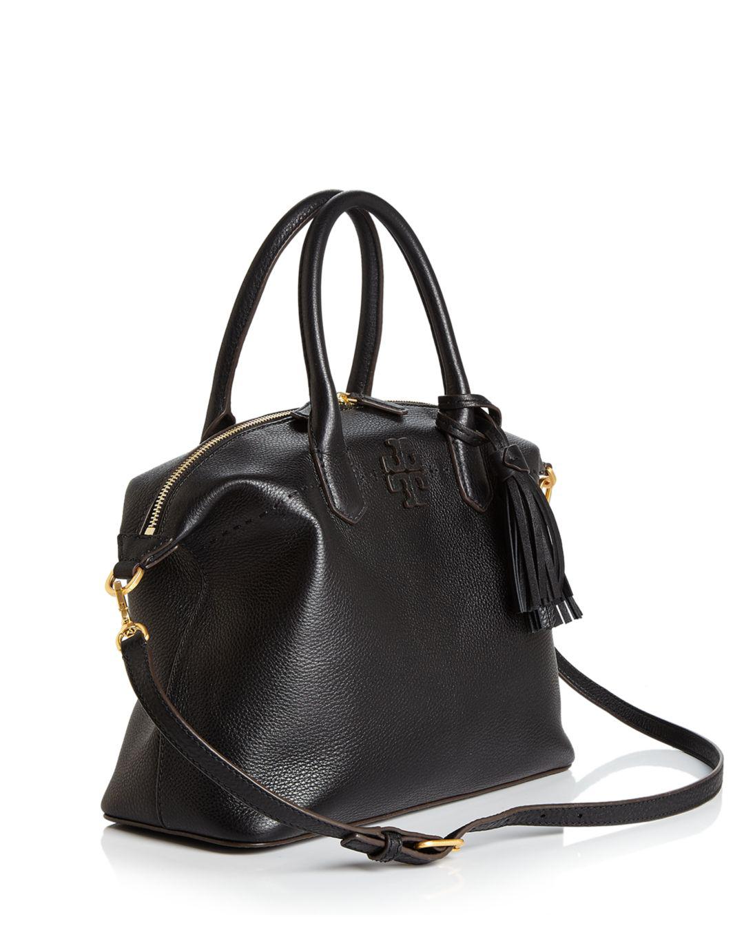 Tory Burch Mcgraw Slouchy Leather Satchel in Black/Gold (Black) - Lyst