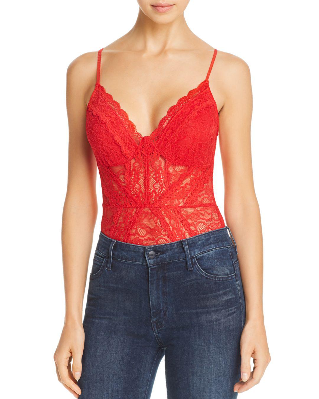 red guess bodysuit