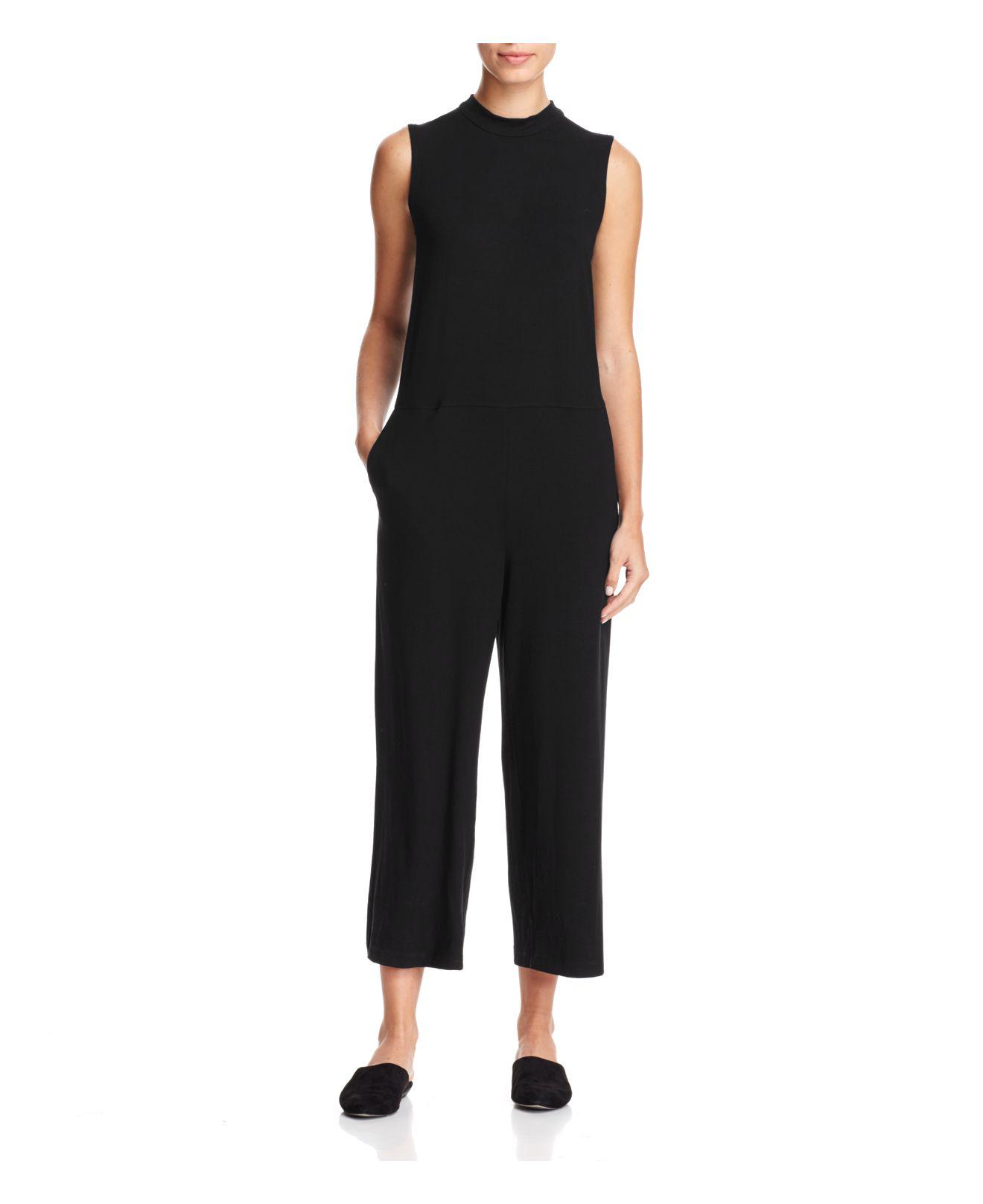 Lyst Eileen Fisher Sleeveless Cropped Jumpsuit in Black