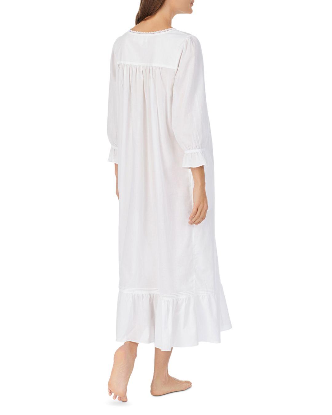 Eileen West Long Sleeve Ballet Woven Lawn Cotton Nightgown in White Lyst