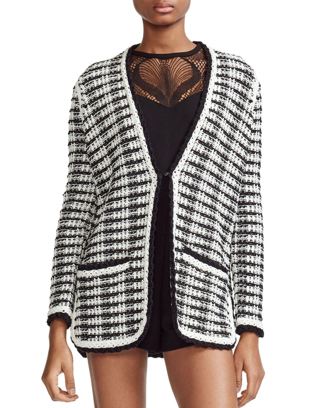 Maje Synthetic Mitch Tweed Effect Cardigan in TwoTone (White) Lyst